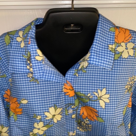 Blooms on Blue Houndstooth Plus size shirt 20w - Picture 4 of 4